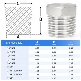 ChillWaves 304 Stainless Steel Pipe Fitting, Outer Hex Head Socket Pipe Plug Fitting，2" NPT Male，Thread Adapter(1-PACK)