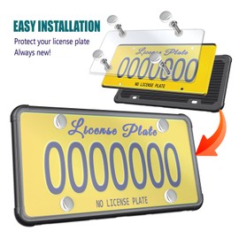 Aootf License Plate Protector- Clear Novelty Number Plate Cover with Silicone Car Tag Frame, Unbreakable Cover to Protect Front or Back License Plate with Screws,Caps