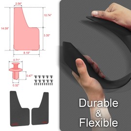A-Premium 2 Pcs Black Universal Splash Guards Mud Flaps Mudflaps Mudguard Fender Flares for Car Sedan Coupe with Hardware Front and Rear