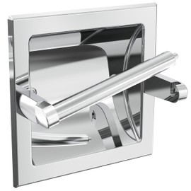 WZKALY Polished Chrome Recessed Toilet Paper Holder, Bathroom Wall Mount Recessed Pivoting Toilet Tissue Roll Paper Holder Include Rear Mounting Bracket