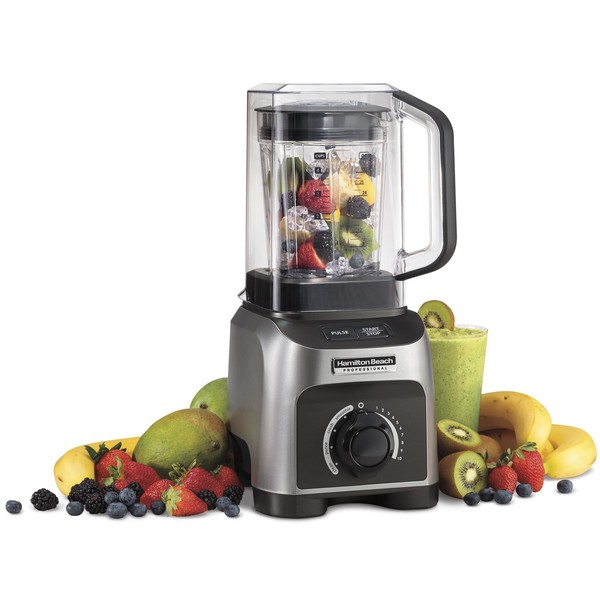 Hamilton Beach Professional Quiet Shield Blender, 1500W, 32oz BPA Free Jar, 4 Programs & Variable Speed Dial for Puree, Ice Crush, Shakes and Smoothies, Silver (58870), 1500W