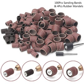 Pack of 104 Cylinder Grinding Pens Sleeve Sander Drum 60 120 320 Grit with Rotation Set of 4 Rubber Spindles