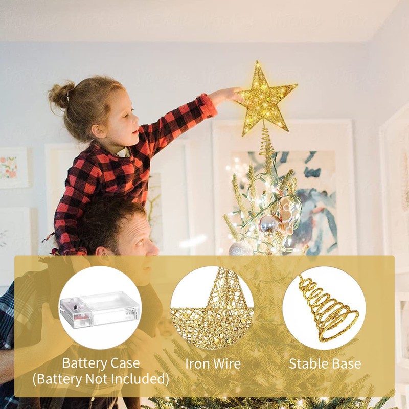 Christmas Tree Topper for Xmas Tree 10 Inch Lighted Star