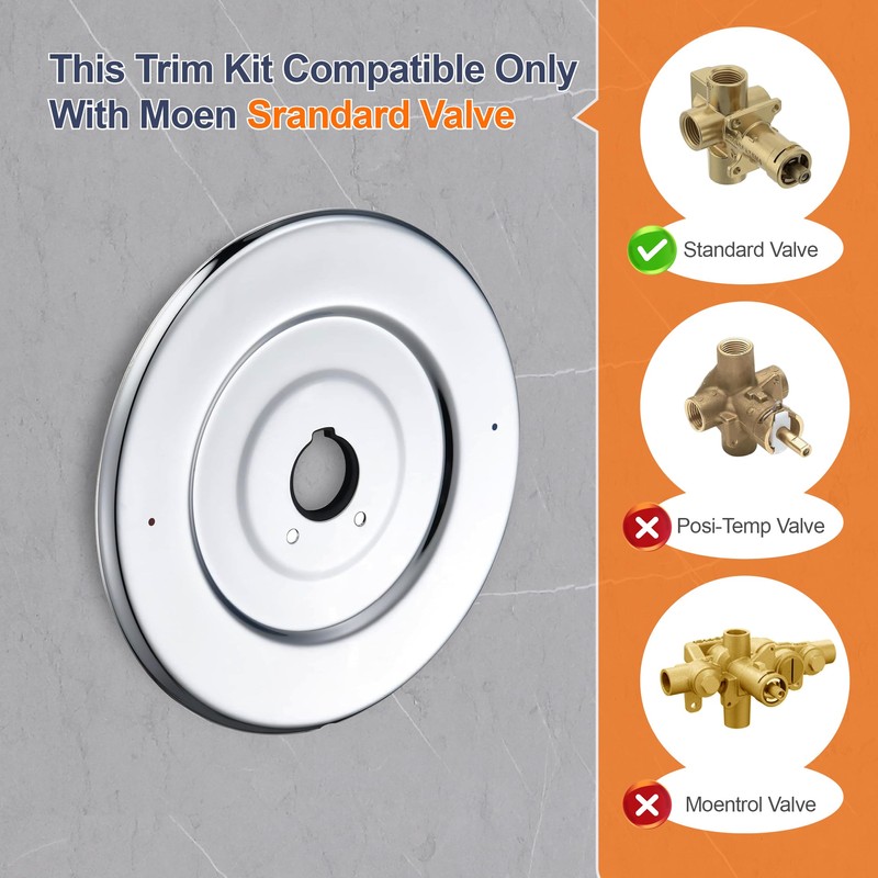 Chrome Escutcheon Plate Replacement for Moen 16090 Chateau Collection, Shower