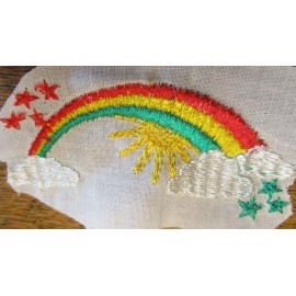 Unbranded 3 Vintage 1960's Iron on Embroided rainbow stars   appliques  for vintage jeans