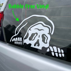 GRIT KULTURE GRITKULTURE Sketchy Tank Skeleton Vinyl Decal Sticker, Vinyl Sticker for Car, Truck, and Van, Use for Laptop, Waterproof Decal for Water Bottle (White)