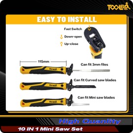 TOOLAN: 10-In-1 Model Craft Hand Saw & File Set. DIY Mini Razor Saw&File Kit for Handcrafted, Modeling, Plastic, and Other Fine Cutting, Reliable Blade Quick Change Mechanism