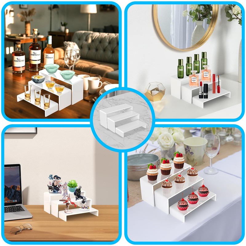 SOVQUEST 6 PCs Risers Display Stands 3 Tiers Desktop Acrylic