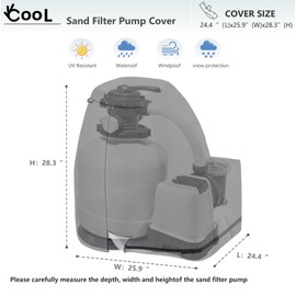 okcool Sand Filter Pump Cover,600D Waterproof Oxford Fabric Sand Pool Filters Cover,Suitable for Most 17-20 Inch Sand Filter Pump on Market (Universal Style)
