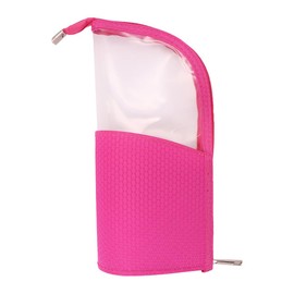 ZONAHAH Travel Makeup Brush Holder Brush Make Up Bag Small Cosmetic Brush Holder Zipper Pouch Portable Waterproof Toiletry Stationery Bag with Divider Rose Red