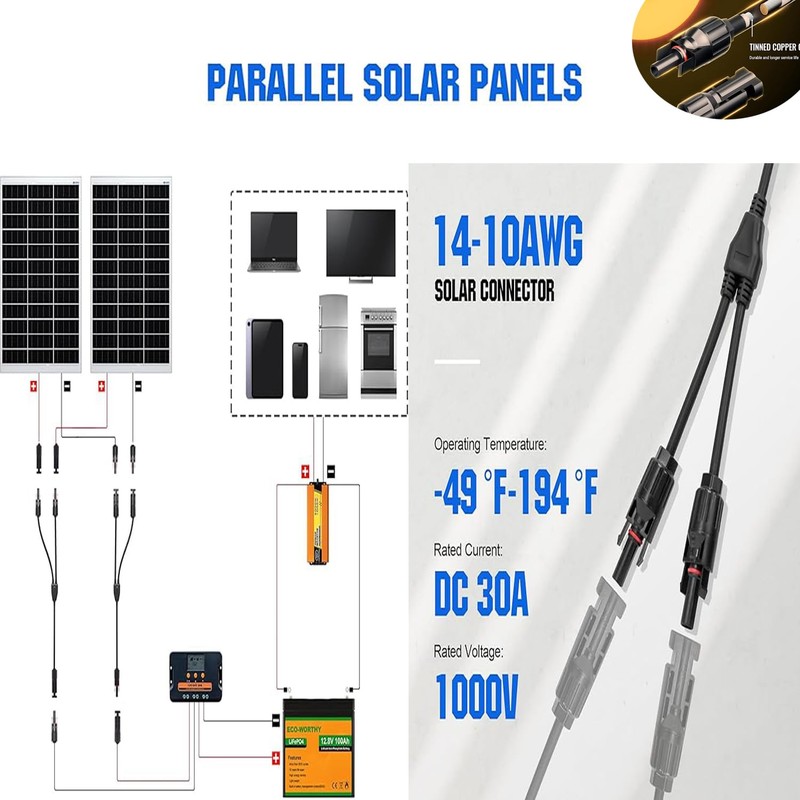 LxcshLjx MC4 Solar Panel Connectors, 5 Pair Male/Female Waterproof Solar