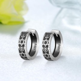 Star of David Earrings 925 Sterling Silver Star of David Hoop Earrings Jewish Jewelry Gifts for Men Women