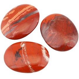Rockcloud Oval Worry Stones,Palm Pocket Stone,Healing Crystal Chakra Therapy Geometry,Red Jasper,Pack of 5