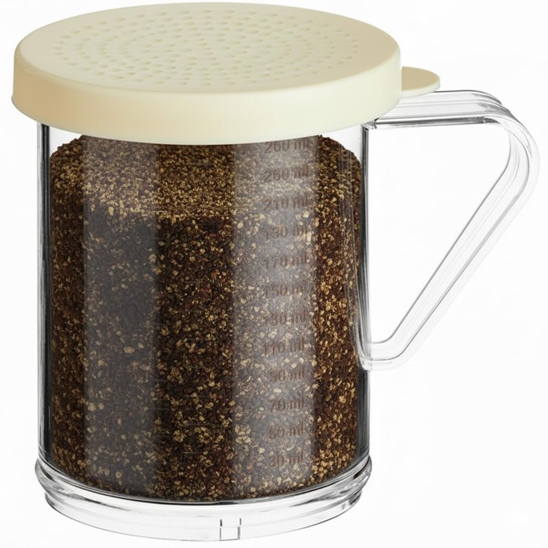 2-Pack 10 oz Polycarbonate Spice Shakers with Beige Lids, Durable