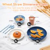 Wheat Straw Dinnerware Sets,64-Piece Black Plates and Bowls Sets for
