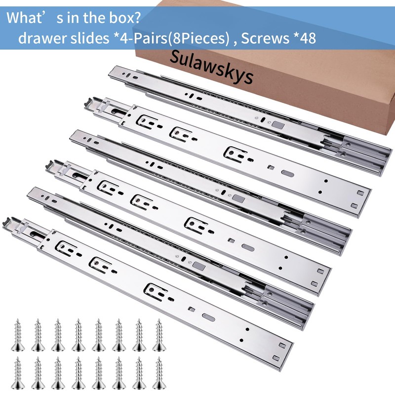 22 inch Drawer Slides 4 Pairs (8pcs) Soft Self Close