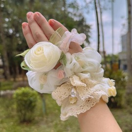 4 Pieces Rose Soft Scrunchies, Lace Ribbon Bows Hair Ties, Mesh Elastic Hair Bands, Gift Set, Women Girls Hair Accessories, Elegant Ponytail Holder