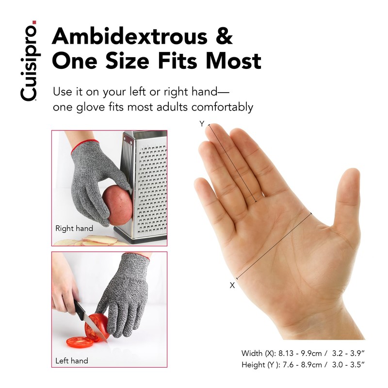 Cuisipro Cut Resistant Glove for Kitchen, Grey, One Size, For