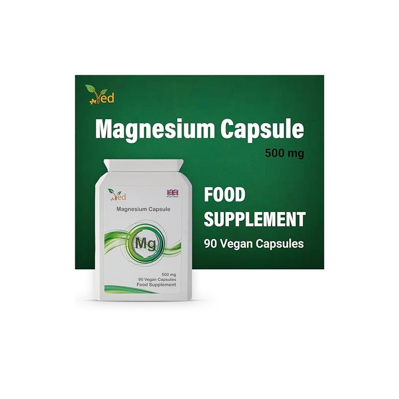 Ved's Extra Strength Magnesium Casules| Natural Food Supplement | 500