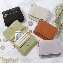 Blampom bp-2020 Women's Mini Wallet, Small Wallet, Coin Purse, Bifold Pass Case, Stylish, Minimalist, gray