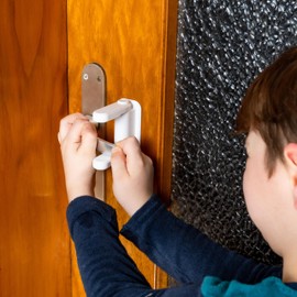 Door Handle Lock for Kids and Pets 2 Pack Reusable with 2 Push Button System Child Lock for Window Door Baby Safety Door Handle Protector Door Handle Lock Door Handle Lock
