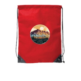 R and R Imports Salt Lake City Utah Souvenir Cinch Bag with Drawstring Backpack Red B
