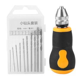 Micro Mini Hand Drill Tool, Portable Tool Set Small Hand Drill & 10 pcs Twist Drill Bits 0.8-3.0mm for Wood Jewelry Plastic etc Manual Making DIY Assembling Drilling