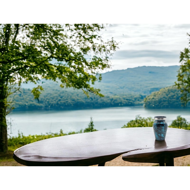Beautiful Ocean Blue Urns for Human Ashes Adult Female, Burial,