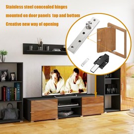 ANTEIAI 180 Degree Inset Cabinet Hinges Plus Door Magnets,Hidden Hinges and Push to Open Door Latch,Hidden Door Hinge and Cabinet Magnets,with Magnetic Catch Pivot Hinge