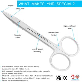YNR England Professional Toe Nail Scissors Clippers Podiatry Chiropody Stainless Steel