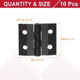 sourcing map Small Acrylic Hinges Plastic Clear Hinge 35 x 30 mm Continuous Piano Folding Hinges with Hole for Aquarium Lid Crafts Display Stand Pack of 10 Black