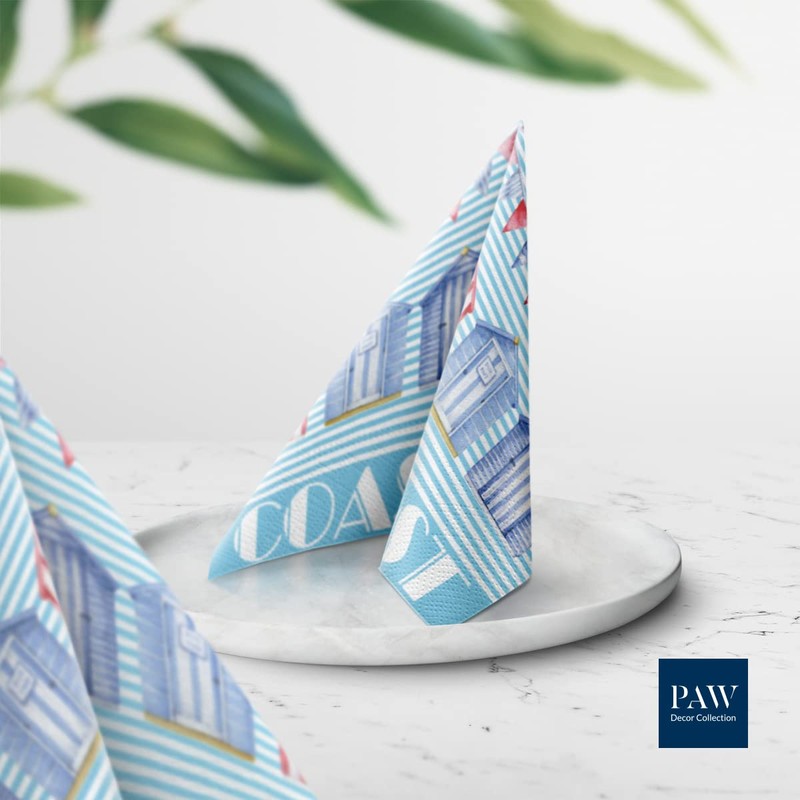 Paw Lunch Napkin Pack of 20, Coast, 33 x 33