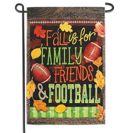 Fall Football Garden Flag 12 x 18 Inch Double Sided Fall Is For Family Friends Football Autumn Seasonal Holiday Yard Outdoor Decoration(A)
