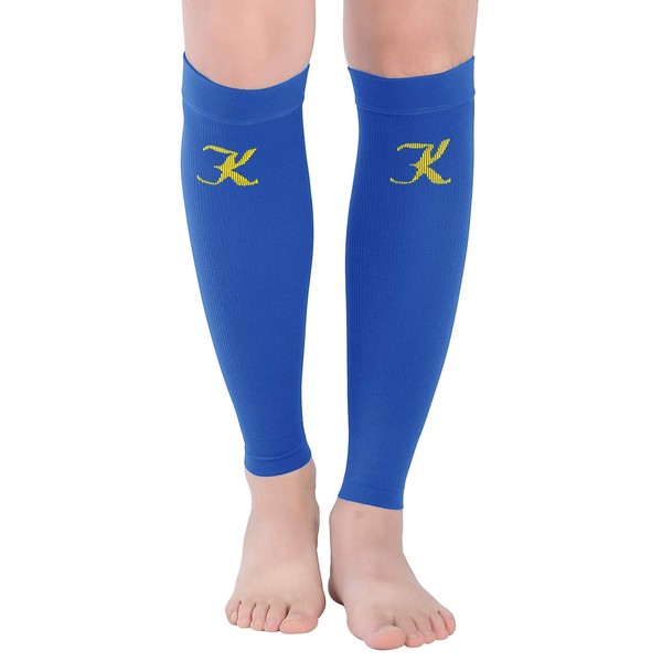 KEKING® Calf Compression Sleeves for Men & Women, 1 Pair, True 20-30mmHg Leg Compression Socks Support for Running, Shin Splint, Calf Pain Relief, Swelling, Varicose Veins, Nursing, Travel, Blue XXL