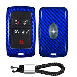 T-carbon Glass Fiber Key Fob Cover Compatible with Land Rover Car Series Key Fob Protector Case Compatible with Jaguar Key Case,Blue