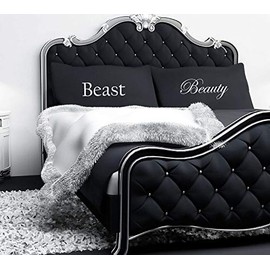 60 Second Makeover Limited Beauty and The Beast Black Pillowcase Couples Pillow Case Gift Bedding Present Wedding Valentines Christmas Birthday Eng