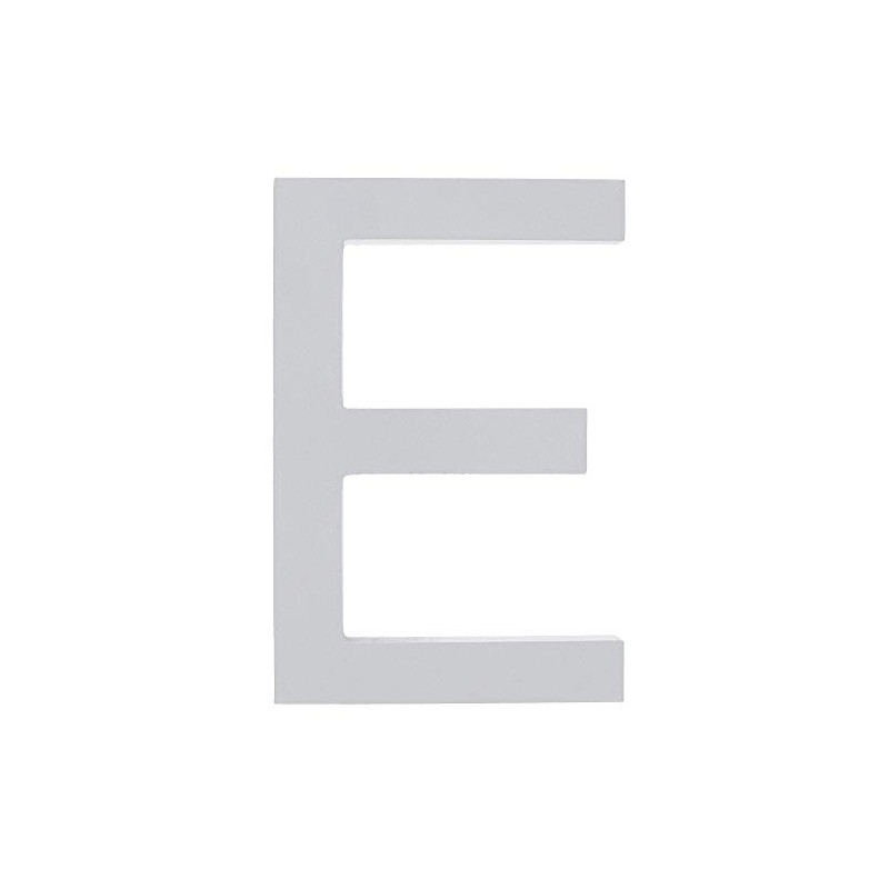 Arial Font White Painted MDF Wood Letter E (6 Inches)