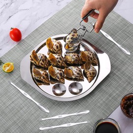 Cosysparks Snail Tongs and Snail Fork Set, Stainless Steel Snail Cutlery, 2 in 1 Seafood Forks, Snail, Crab, Lobster Tools for Serving Restaurant, 6 Pieces