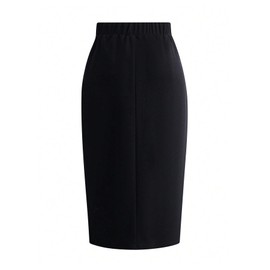 SweatyRocks Women's Elegant Ruched Midi Skirt Split High Waisted Bodycon Pencil Skirts Black Small