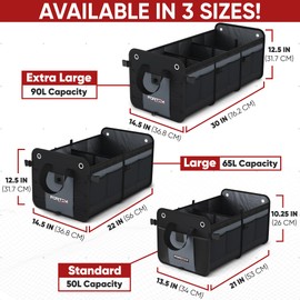 FORTEM SUV Trunk Organizer, Car Organizer, Collapsible Multi-Compartment Storage Bag for Car Accessories for Women Men, Non Slip Bottom, Adjustable Straps, Foldable Cover 50L (Standard, Blue)