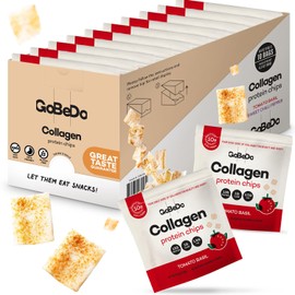 GoBeDo Collagen Protein Chips – First Collagen-Based Snack, 13g Protein, Low Carb, Keto Friendly, Healthy Chips & Crisps, Alternative to Collagen Powder, 10 Bags Tomato Basil Flavor