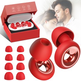 Vosaf Ear Plugs for Sleeping Noise Cancelling, Soft Ear Plugs for Concert, 45dB Reusable for Noise Reduction with 8 Ear Tips, Silicone Hearing Protection Earplugs for Sleep, Work (Red)