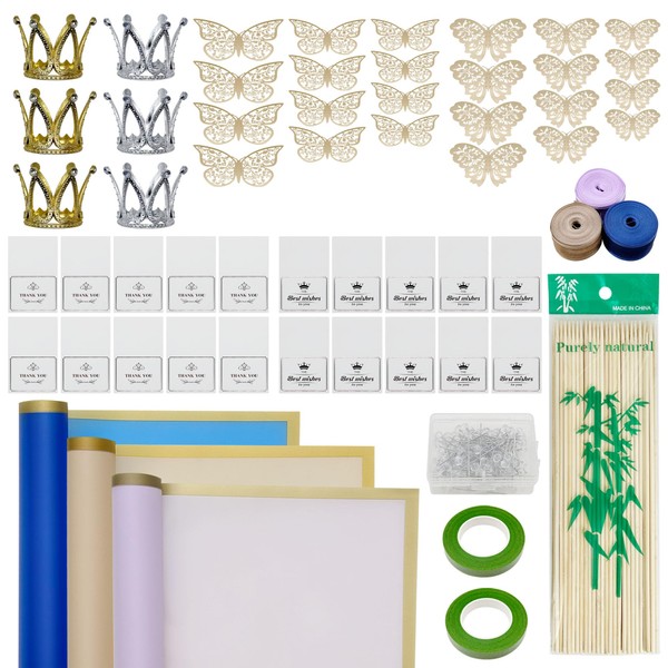 Attuslla Bouquet Wrapping Paper Kits, 60 Sheet Flower Bouquet Wrapping