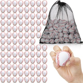Wettarn 100 Pcs Mini Training Foam Baseballs Soft Baseballs with Storage Bag Practice Baseballs for Hitting Pitching Machines Batting Accuracy Indoor Outdoor Sports Players Play(White)