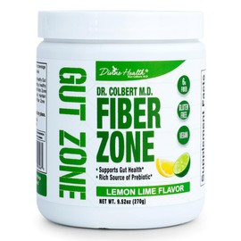 Divine Health Dr. Colbert, MD Fiber Zone Powder | Lemon-Lime Flavor Prebiotics | 6g Psyllium Husk & Inulin Fiber | Recommended in Healthy Gut Zone Book | 9.52 oz | 30 Servings