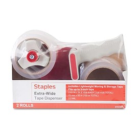 Staples Extra Wide Packing Tape with Dispenser, 2.83-inch x 54.6 yds., Clear, 4/Carton (ST61007/52202VS)