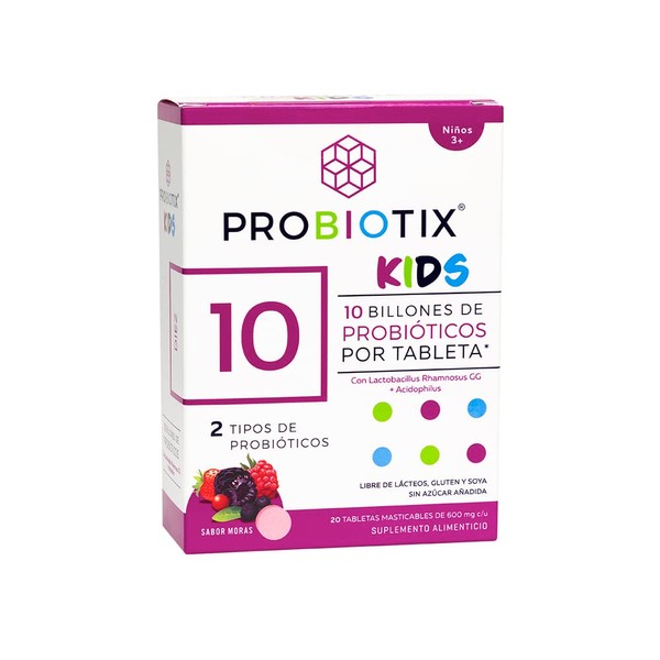 PROBIOTIX KIDS, 10 Billones de Probiticos, Tabletas Masticables Sabor Moras,