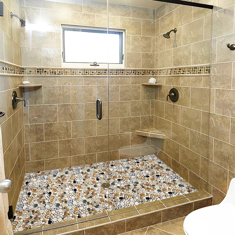 Primoon Pebble Stone Mosaic Tiles 5 Sheets, Beige Tan Brown