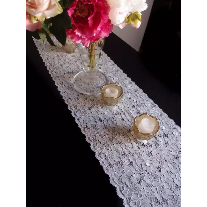 Quasimoon Vintage White Lace Style No.2 Table Runner (12 x