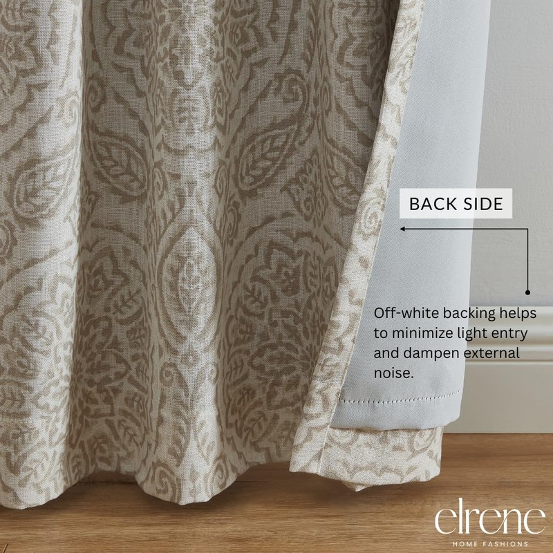 Elrene Home Fashions Giovanni Medallion Block Print Linen Blend Blackout